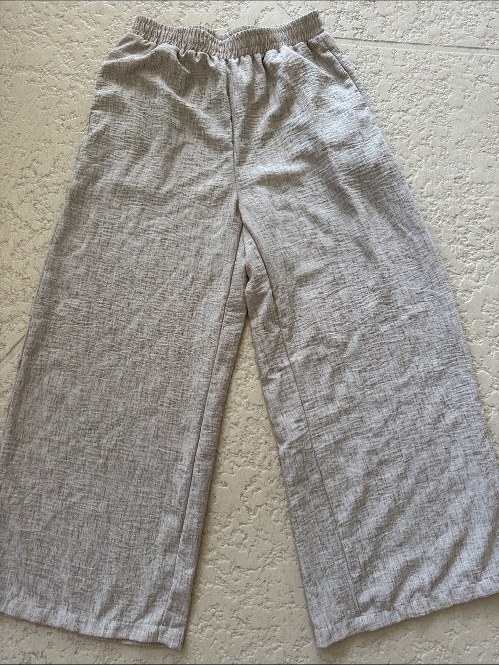 SHEIN Wide Leg Linen-Texture Pants in Light Beige